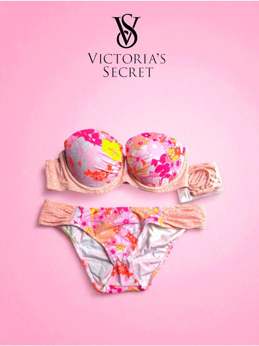 NWT Victoria’s Secret Bikini Set 34A/S Gorgeous Line Bright Floral Y2K